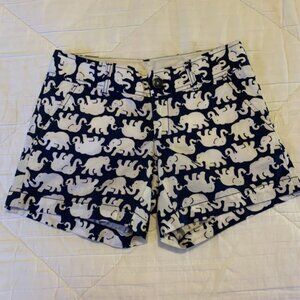 Lilly Pulitzer Size 00 Callahan Shorts Tusk In The Sun Dark Navy Blue Elephants